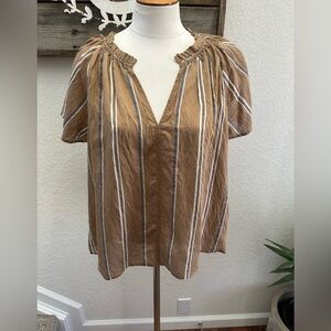 GAP Striped Brown V-Neck Women's Top ladies L NWT